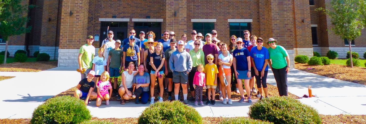 Families in front of school